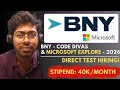 BNY Code Divas Microsoft Explore Internship Program - 2026 Direct Test Hiring Free Resources
