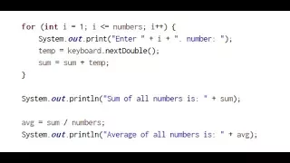 Sum and Average of numbers - Java