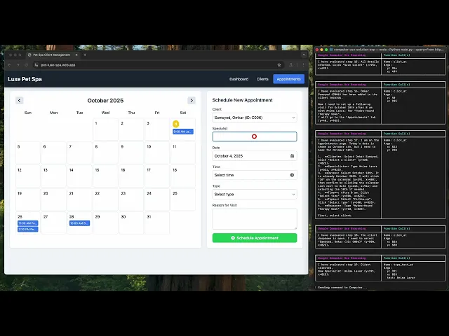 Gemini 2.5 Computer Use Model Demo - Pet Spa