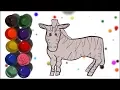 Zebra coloring page Paint and Hand Color with Watercolor Animated Coloring book for Kids