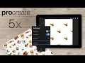 Procreate 5x half-drop repeating seamless pattern using the snapping feature