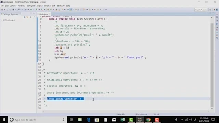 Common operators in Java