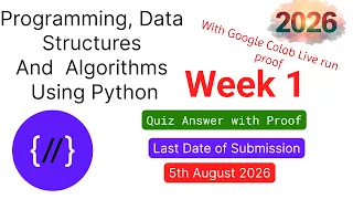 Programming Data Structures And Algorithms Using Python Week 1 Quiz 2026 With Proof