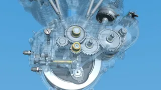 1948 Harley-Davidson Panhead engine internals in motion