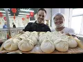 Most SATISFYING Chinese Street Food FACTORY (10,000 BAOZI/Day) + Muslim BREAKFAST Street Food China!