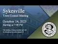 Sykesville Town Council Meeting 10-14-2025