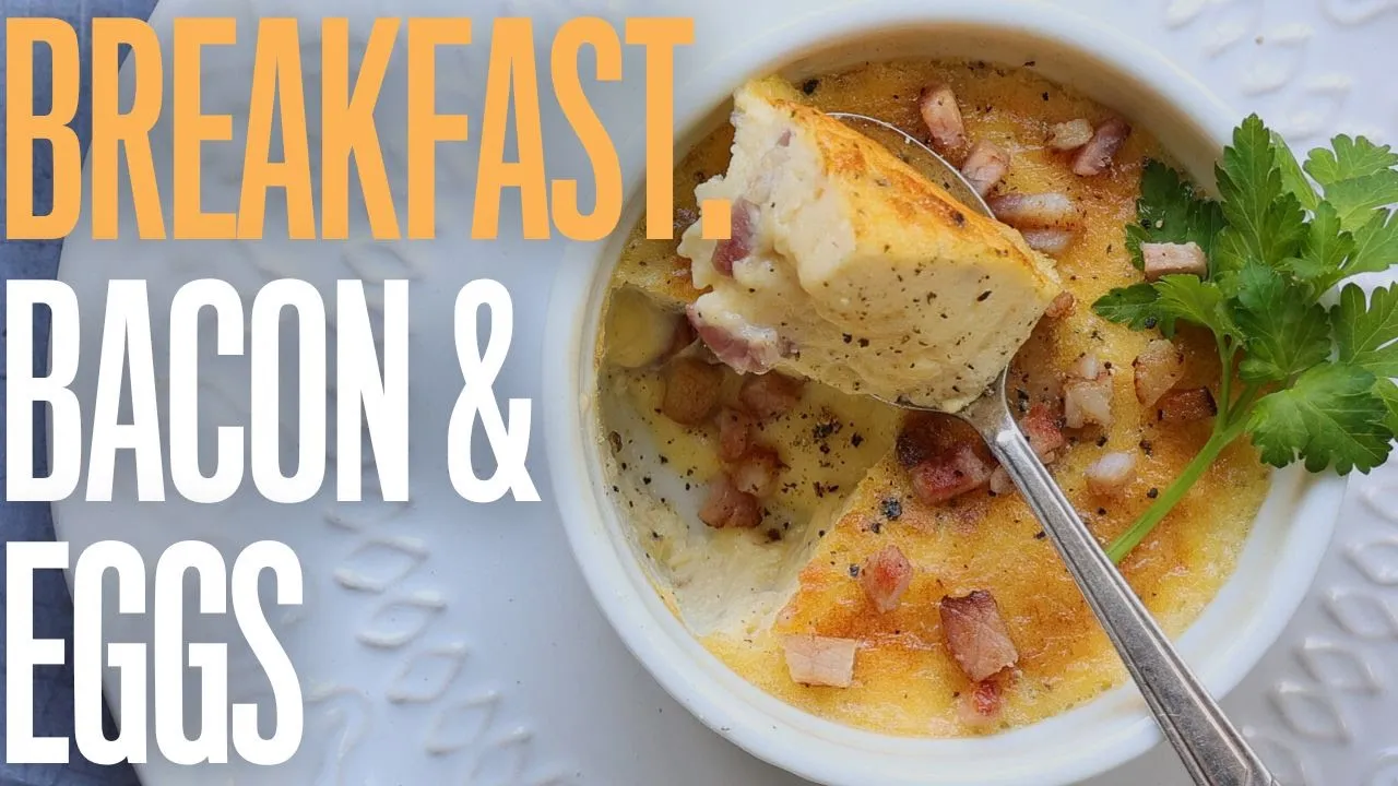 Bacon & eggs with cheese in a pot   French home cooking recipes