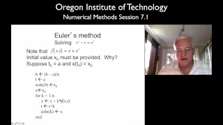 OIT Math 451 session 7 1 Solving Numerical Differential Equations Euler s Method - part 1