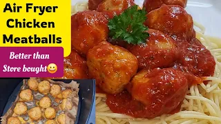 Juicy Air fryer Chicken Meatballs from Scratch. The Ultimate Perfect Dinner Recipe.