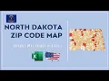 North Dakota Zip Code Map in Excel - Zip Codes List and Population Map
