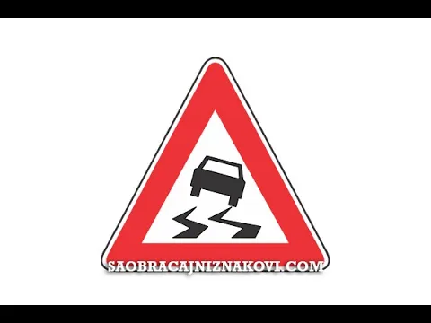 Klizav kolovoz | Znakovi opasnosti | Saobraćajni znakovi | Srbija
