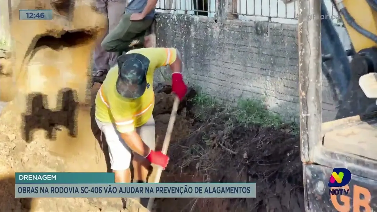 Obras de drenagem na SC-406 iniciaram-se nesta semana