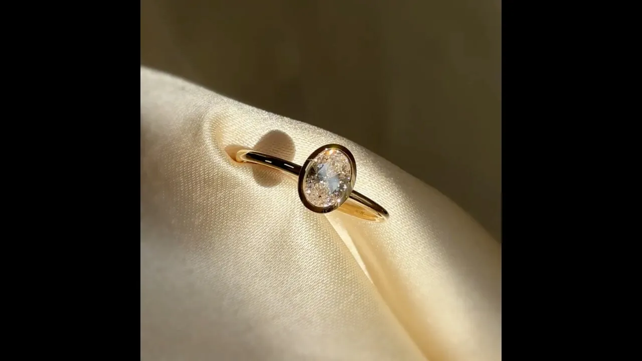 Minimalist Lab Diamond Bezel Solitaire Ring In 14K Solid Gold/Platinum