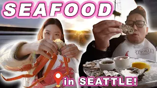 SEAFOOD in SEATTLE Waterfront Seattle Fresh Oysters Crab Legs Fish Chips and Salmon