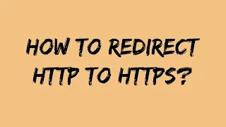 How to Redirect http to https