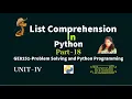 List Comprehension in Python Learn Python Part-18 GE8151 Problem Solving and Python Programming