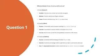 Java Interview Questions - Final Finally Finalize