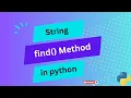 SY Mastering the find Method in Python
