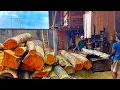 Download Lagu SCARY! Watching a Sawmill Operator Saw a 2-Meter Mahogany Log.