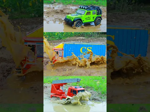 Muddy OFF Road Dumper Crane Jeep Rubicon Crossing | CS Kids Toy #youtubeshorts #shorts
