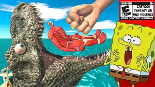 SpongeBob Reacts to EPIC PUNCH vs the Evolution Gate in Animal Battle Revolt Simulator!