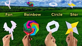 Best 4 Flying Boomerang toy, 4 Amazing Paper toy You Can Make at Home | Fan,Rainbow, Circle & Star