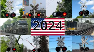 American Railroad Crossing Compilation 2024 - NJ Trains Airplanes