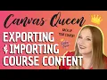 Exporting Importing Canvas Course Content