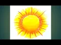 Sun drawing step by step with oil pastels