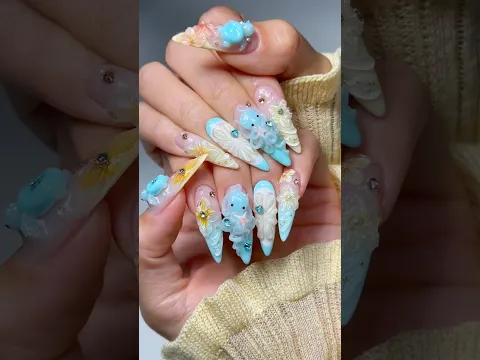 something fun for summer π©΅ #summernails #teal #nailtutorial #nailart