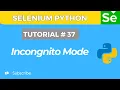 Selenium WebDriver with Python tutorial 37 How to Run Selenium Tests in Incognito Mode