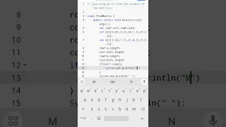 Java program to find the product of two matrices