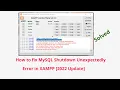 How to fix MySQL Shutdown Unexpectedly Error in XAMPP XAMPP PHPMYADMIN ERROR fix MySQL Shutdown