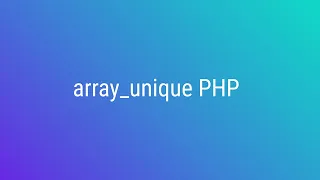 array unique PHP