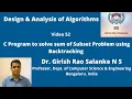 52 C Program to Solve Sum of Subset Problem using Backtracking
