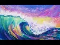 3 Color Challenge WAVE AT SUNSET Acrylic Painting Tutorial TheArtSherpa