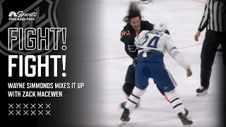 Leafs Wayne Simmonds pummels Flyers Zack MacEwen in heavy weight matchup