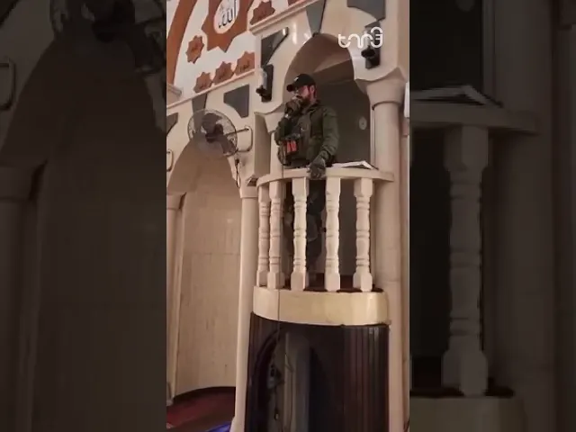 ⁣Israeli military forces occupy and desecrate a mosque in Jenin, West Bank.