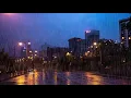 Night storm rain at Memphis empty streets - Rain with thunder sounds for sleeping