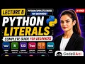 Python Literals Explained in Hindi String Numeric Boolean None Collections Lecture 8