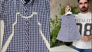 Old Shirt to Baby Frock | 1 Year Baby Frock Cutting and Stitching Full Tutorial