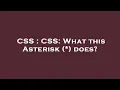 CSS CSS What this Asterisk does