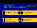 STATA Module 6 T-Tests Chi-Square ANOVA Correlation Regression Basic Statistical Analysis