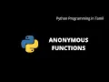 Python Anonymous Function Python Programming in Tamil