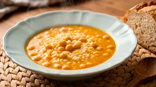 Sopa de arroz con garbanzos