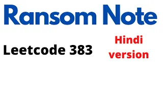ransom notes leetcode 383 Hindi