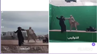 المشهد و كواليس مسلسل البراعم الحمراء Kizil Goncalar السقوط من الجرف زينب وجنيد 