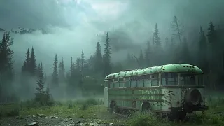 Lost in Time: Relaxing Rain Sounds in an Abandoned Bus | Foggy Forest Camping Ambience