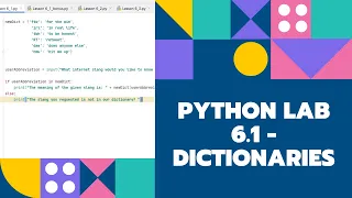 Python Lesson 6 1 Lab - Dictionary