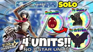 Solo Berserker Raid No 7-Stars 4 Banner Units Only All Star Tower Defense Roblox astd